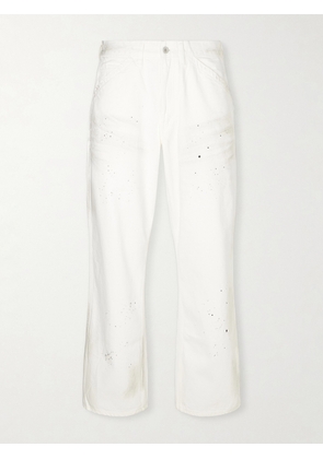 Neighborhood - Cropped Wide-Leg Paint-Splattered Denim Cargo Trousers - Men - White - S
