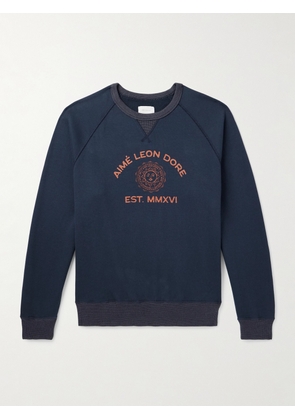 Aimé Leon Dore - Sun Dial Logo-Print Cotton-Blend Jersey Sweatshirt - Men - Blue - S