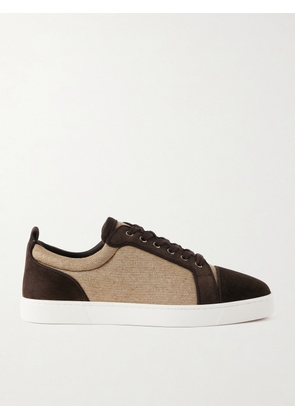 Christian Louboutin - Louis Junior Grosgrain-Trimmed Suede and Canvas Sneakers - Men - Brown - EU 40