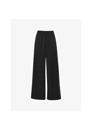 Womens Whistles Straight-Leg Pintuck Stretch-Satin Trousers