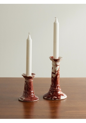 The Conran Shop - Wardour Set of Two Earthenware Candlesticks - Men - Burgundy
