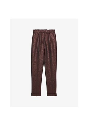 Womens Reiss Sienna Metallic Tapered Cotton-Blend Trousers
