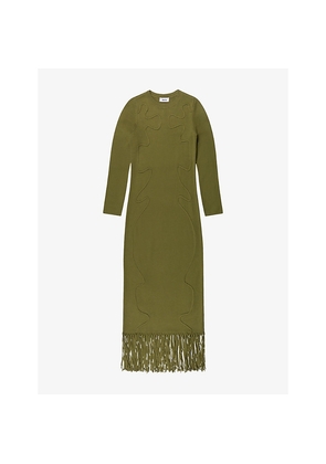 Womens Ro&Zo Appliquéd Knitted Midi Dress