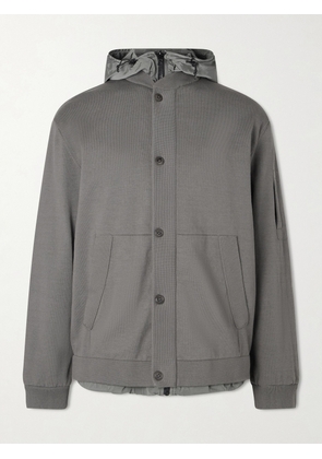 C.P. Company - Reversible Shell-Trimmed Logo-Appliquéd Cotton-Jersey Hooded Jacket - Men - Gray - S