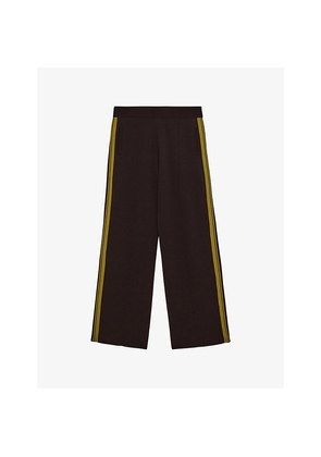 Womens Reiss Samson Side-Stripe Wide-Leg Knitted Trousers