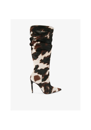 Womens Carvela Eterno Printed Faux-Leather Heeled Knee-High Boots