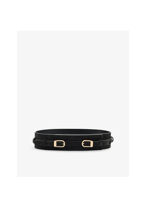 Womens Reiss Petula Double-Buckle Suede Belt