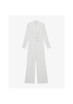 Womens Reiss Flora Sheer-Sleeve Long-Sleeve Woven Jumpsuit