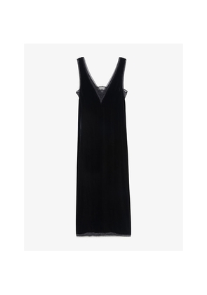 Womens Zadig&Voltaire Renzo V-Neck Silk and Velvet-Blend Midi Dress