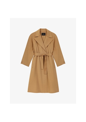 Womens Maje Double-Faced Relaxed-Fit Wool-Blend Coat