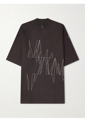 Rick Owens - Moncler Oversized Logo-Appliquéd Embroidered Cotton-Jersey T-Shirt - Men - Brown - S