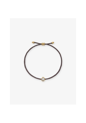 Womens Monica Vinader Pear Solitaire 18ct Yellow Gold Vermeil 0.06ct Lab Grown Diamond Cord Bracelet