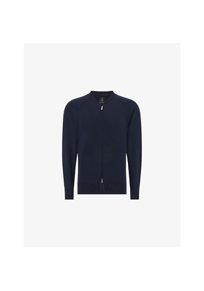 Mens Boggi Milano Fine-Knit Regular-Fit Merino-Wool Bomber Jacket