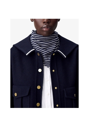 Womens Claudie Pierlot Logo-Embroidered Wool and Cashmere Scarf