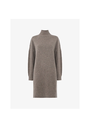 Womens Whistles Funnel Neck Wool-Knit Mini Dress