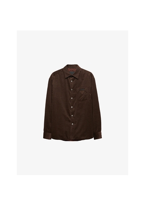 Mens Prada Logo-Embellished Padded Corduroy Cotton and Cashmere Shirt