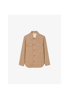 Mens Sandro Square-Cross Jacquard Stretch Wool-Blend Overshirt