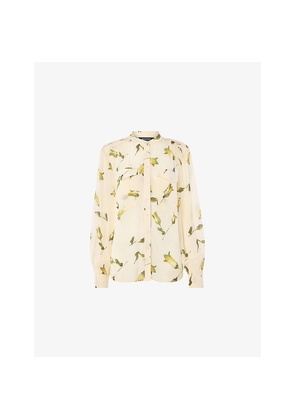 Womens Whistles Floral-Print Long-Sleeve Woven Blouse