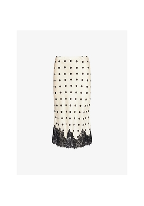 Womens Reformation Carolina Polka-Dot Silk Midi Skirt