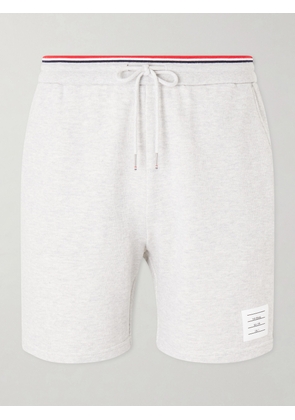 Thom Browne - Straight-Leg Logo-Appliquéd Striped Cotton-Piqué Drawstring Shorts - Men - Gray - 0
