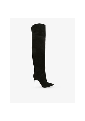 Womens Casadei Blade 100 Suede Over-The-Knee Boots