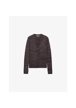 Womens Prada Mouline Long-Sleeve Wool Cardigan