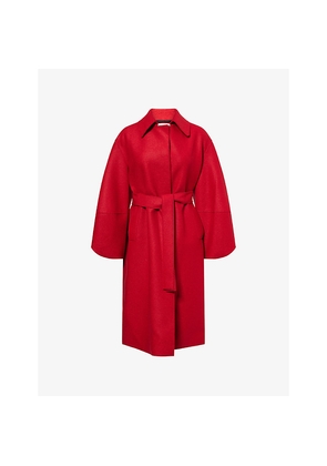 Womens Harris Wharf London Puff-Sleeve Pressed Wool Coat