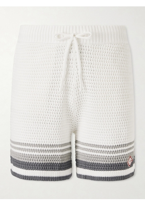 Casablanca - Straight-Leg Logo-Appliquéd Striped Crocheted Cotton Drawstring Shorts - Men - White - S