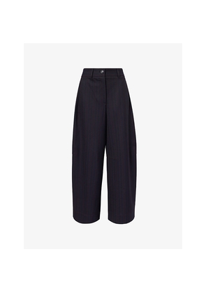 Womens Me And Em Pinstripe Barrel-Leg Stretch-Woven Trousers
