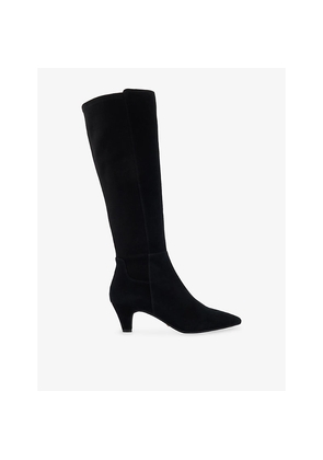 Womens Dune Sera Wide-Fit Suede Heeled Knee-High Boots