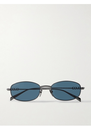 Gucci - Oval-Frame Gunmetal-Tone Sunglasses - Men - Black