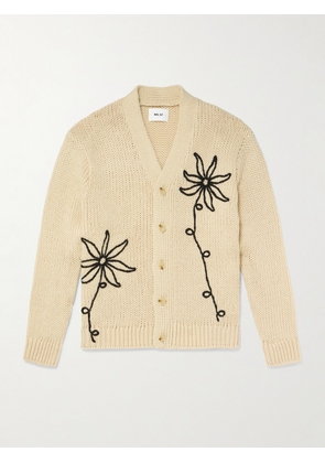 NN07 - Mika Flower 6620 Embroidered Recycled Knitted Cardigan - Men - Neutrals - S