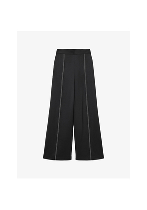 Womens Allsaints Theah Wide-Leg Mid-Rise Woven Trousers