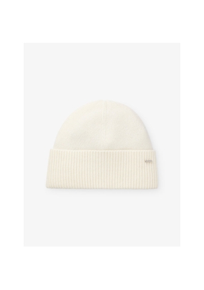 Womens Boss Logo-Plaque Cashmere Beanie