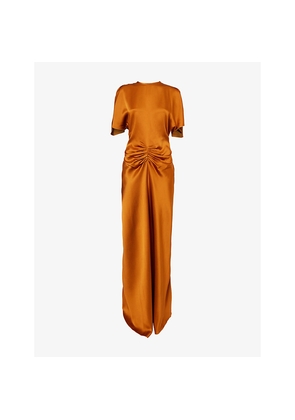 Womens Victoria Beckham Pin-Tuck Waist Satin Flared Gown