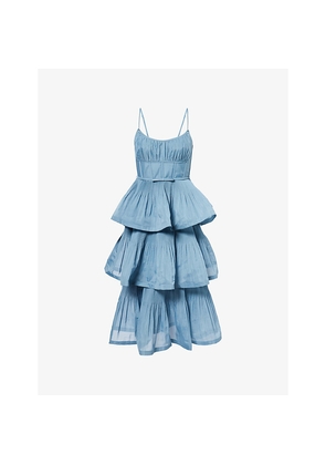 Womens Zimmermann Tiered Woven Midi Dress