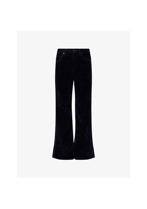 Womens Me And Em Elongator Flared-Leg Velvet-Denim Jeans