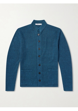Inis Meáin - Lightkeeper Ribbed Linen Cardigan - Men - Blue - S