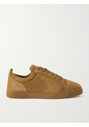 Christian Louboutin - Louis Junior Grosgrain-Trimmed Suede Sneakers - Men - Brown - EU 40