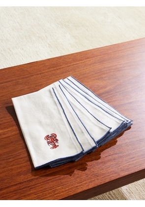 The Conran Shop - Set of Six Printed Cotton and Linen-Blend Napkins - Men - White