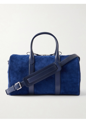 TOM FORD - Leather-Trimmed Suede Weekend Bag - Men - Blue