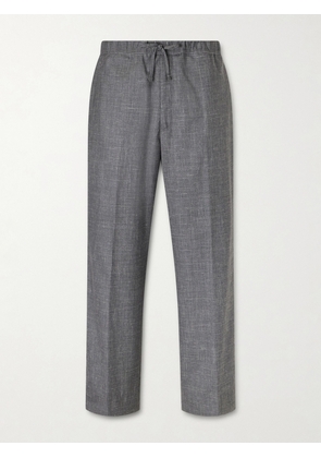 Officine Générale - Nilson Straight-Leg Virgin Wool, Silk and Linen-Blend Drawstring Trousers - Men - Gray - IT 44