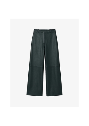Womens Ro&Zo Wide-Leg High-Rise Leather Trousers