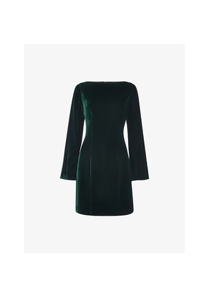 Womens Whistles Square-Neck Flare-Sleeve Velvet Mini Dress