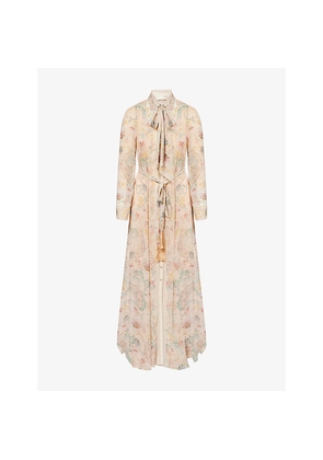 Womens Zimmermann Pussybow Shirt Woven Midi Dress
