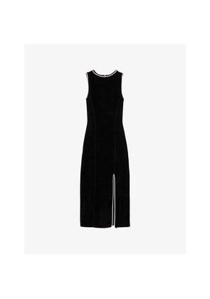 Womens Sandro Sleeveless Rhinestone-Embellished Knitted Maxi Dress