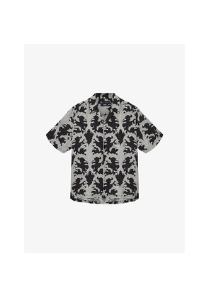 Mens Allsaints Motif Graphic-Print Short-Sleeve Woven Shirt
