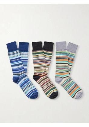 Paul Smith - Three-Pack Striped Cotton-Blend Socks - Men - Multi