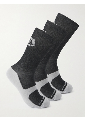 Portal - Pattern Active Three-Pack Jacquard-Knit Socks - Men - Black - S