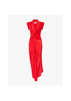 Womens Victoria Beckham Asymmetric Plunge Stretch-Woven Maxi Dress
